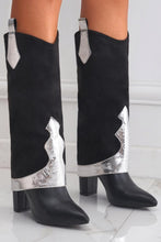 Load image into Gallery viewer, Two colors pointed high-upper stylish trend high-heel boots