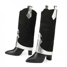 Load image into Gallery viewer, Two colors pointed high-upper stylish trend high-heel boots