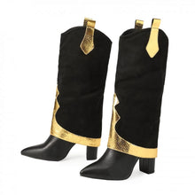 Load image into Gallery viewer, Two colors pointed high-upper stylish trend high-heel boots