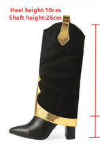 Load image into Gallery viewer, Two colors pointed high-upper stylish trend high-heel boots