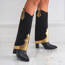 Load image into Gallery viewer, Two colors pointed high-upper stylish trend high-heel boots