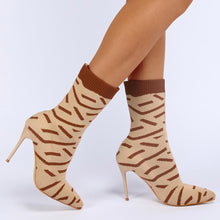 Load image into Gallery viewer, New 3 colors stripe stretch knitted pointed stylish high-heel boots