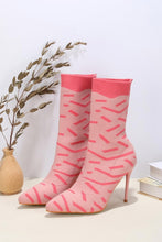 Load image into Gallery viewer, New 3 colors stripe stretch knitted pointed stylish high-heel boots