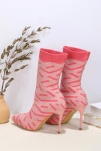Load image into Gallery viewer, New 3 colors stripe stretch knitted pointed stylish high-heel boots