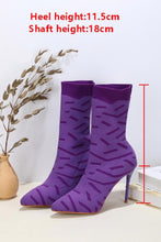 Load image into Gallery viewer, New 3 colors stripe stretch knitted pointed stylish high-heel boots