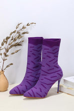 Load image into Gallery viewer, New 3 colors stripe stretch knitted pointed stylish high-heel boots