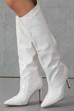 Load image into Gallery viewer, Three colors pointed patent leather stylish high-upper high-heel boots