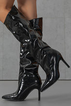 Load image into Gallery viewer, Three colors pointed patent leather stylish high-upper high-heel boots
