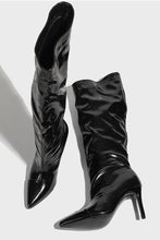 Load image into Gallery viewer, Three colors pointed patent leather stylish high-upper high-heel boots
