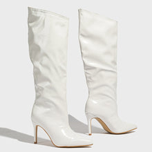 Load image into Gallery viewer, Three colors pointed patent leather stylish high-upper high-heel boots