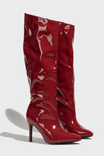 Load image into Gallery viewer, Three colors pointed patent leather stylish high-upper high-heel boots