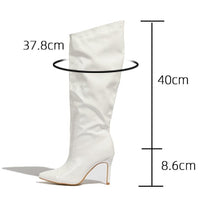 Load image into Gallery viewer, Three colors pointed patent leather stylish high-upper high-heel boots