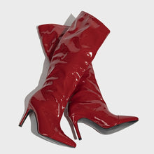 Load image into Gallery viewer, Three colors pointed patent leather stylish high-upper high-heel boots