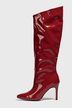 Load image into Gallery viewer, Three colors pointed patent leather stylish high-upper high-heel boots