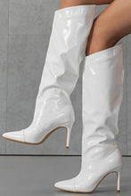 Load image into Gallery viewer, Three colors pointed patent leather stylish high-upper high-heel boots