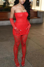 Load image into Gallery viewer, Glamybabes Sexy high stretch see-through lace bandeau & pants set(with gloves)