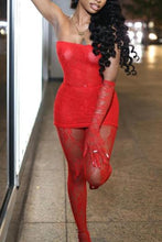 Load image into Gallery viewer, Glamybabes Sexy high stretch see-through lace bandeau & pants set(with gloves)