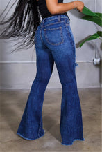 Load image into Gallery viewer, New micro-elastic high waist holes stylish flare jeans