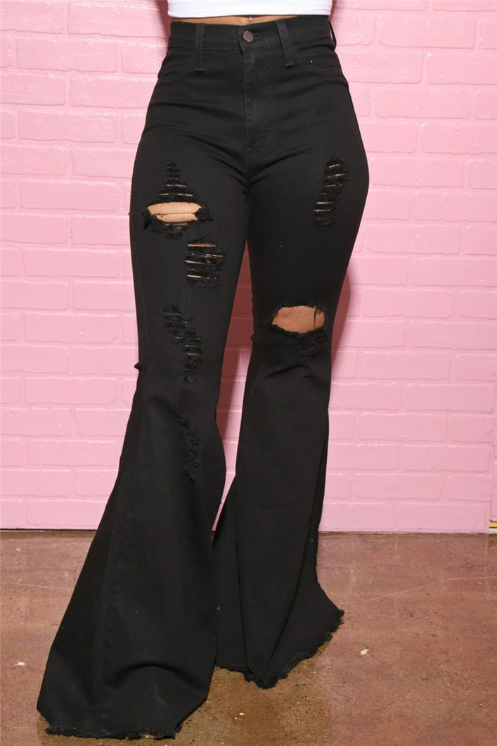 Glamybabes zip-up casual jeans black