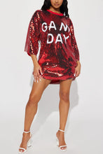 Load image into Gallery viewer, Stylish slight stretch sequins letter printing loose mini dress