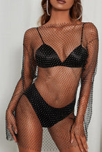 Load image into Gallery viewer, Glamybabes sexy fishnet rhinestone mini dress(no underwear)