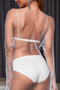 Glamybabes sexy fishnet rhinestone mini dress(no underwear)