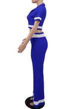 Load image into Gallery viewer, Stylish stretch color-block crop top with wide-leg pants set