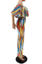 Load image into Gallery viewer, Bohemian slight stretch geometric print off shoulder pants sets