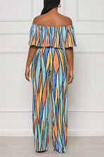 Load image into Gallery viewer, Bohemian slight stretch geometric print off shoulder pants sets