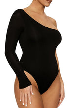 Load image into Gallery viewer, Sexy slight stretch simple solid color slim one shoulder bodysuit Exquisite