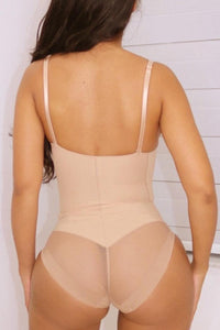 Exquisite slight stretch solid color sling padded bodysuit