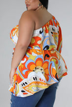Load image into Gallery viewer, Casual slight stretch batch printing one shoulder belt top