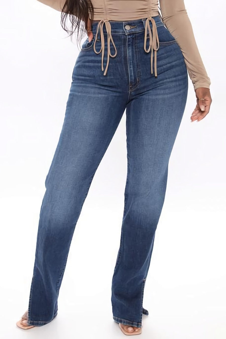 Glamybabes high-waist with pocket slight stretch casual jeans