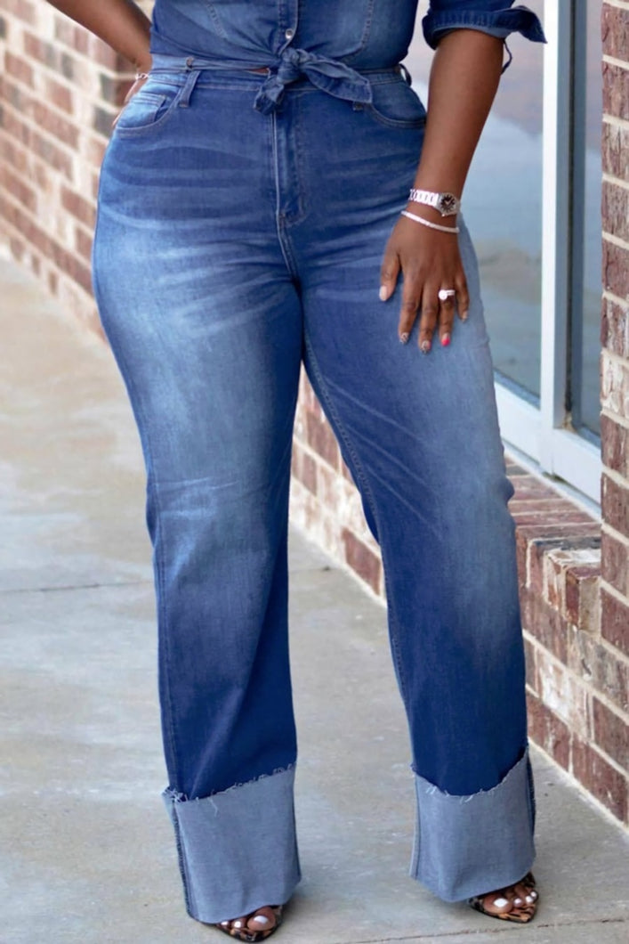 Slight stretch denim tied button pockets stylish washed jeans
