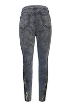Load image into Gallery viewer, Casual plus size slight stretch lace denim spliced slim zip-up jeans