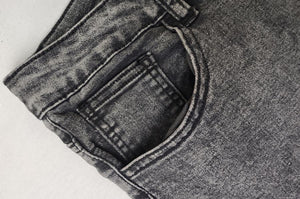 Casual plus size slight stretch lace denim spliced slim zip-up jeans