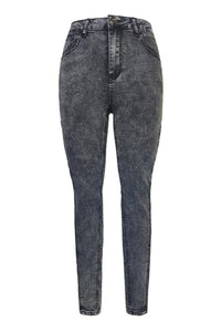 Casual plus size slight stretch lace denim spliced slim zip-up jeans