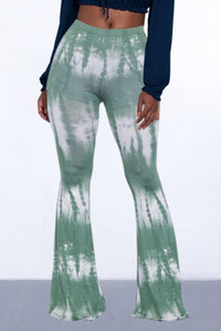 Casual high stretch 3 colors tie dye slim bell-bottoms