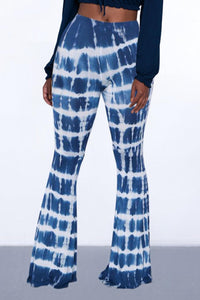 Casual high stretch 3 colors tie dye slim bell-bottoms