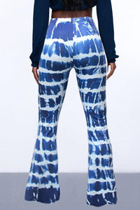 Casual high stretch 3 colors tie dye slim bell-bottoms