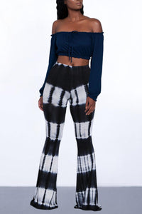 Casual high stretch 3 colors tie dye slim bell-bottoms