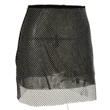 Load image into Gallery viewer, Sexy slights stretch rhinestone decor mesh high-waist mini skirt