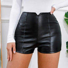Load image into Gallery viewer, Sexy slight stretch leather v-shape high waist hot shorts