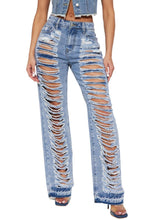 Load image into Gallery viewer, Sexy non-stretch denim high-waist hole jeans