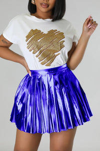 High street slight stretch 5 colors all-match pleated mini skirt