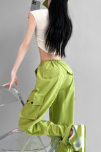 Load image into Gallery viewer, Casual non-stretch 6 colors high-waist drawstring cargo pants