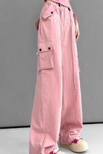 Load image into Gallery viewer, Casual non-stretch 6 colors high-waist drawstring cargo pants