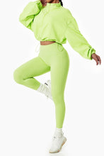 Load image into Gallery viewer, Slight stretch 4 colors long sleeve drawstring high waist fitness pants sets