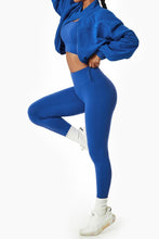 Load image into Gallery viewer, Slight stretch 4 colors long sleeve drawstring high waist fitness pants sets