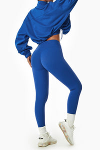 Slight stretch 4 colors long sleeve drawstring high waist fitness pants sets